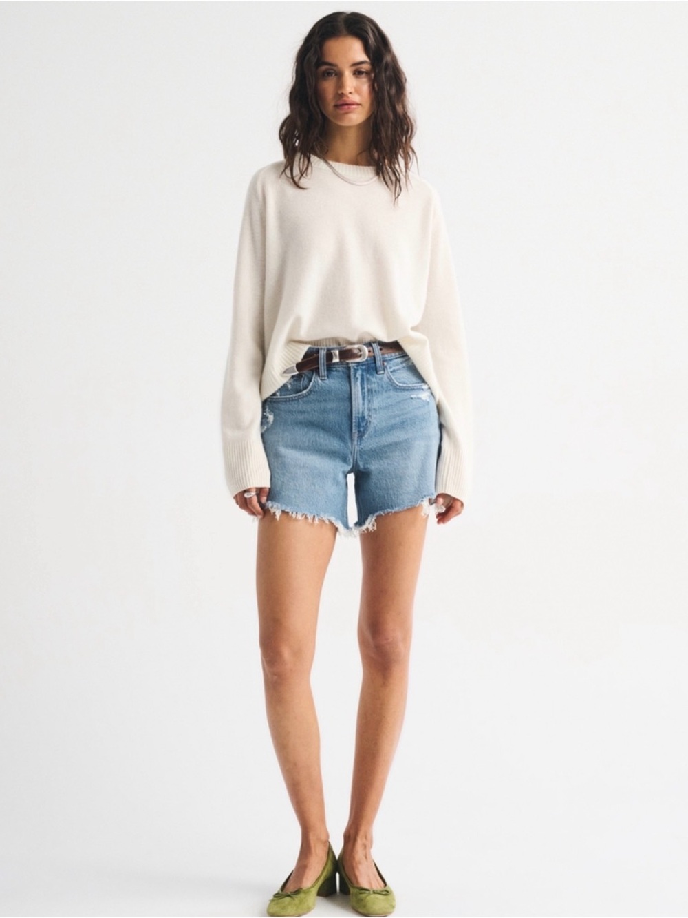 Abercrombie & Fitch high rise dad short Light Blue Denim Jean Shorts